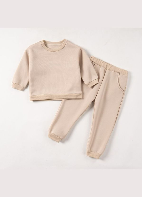 Бежевий демісезонний дитячий утеплений спортивний костюм BabyStyle