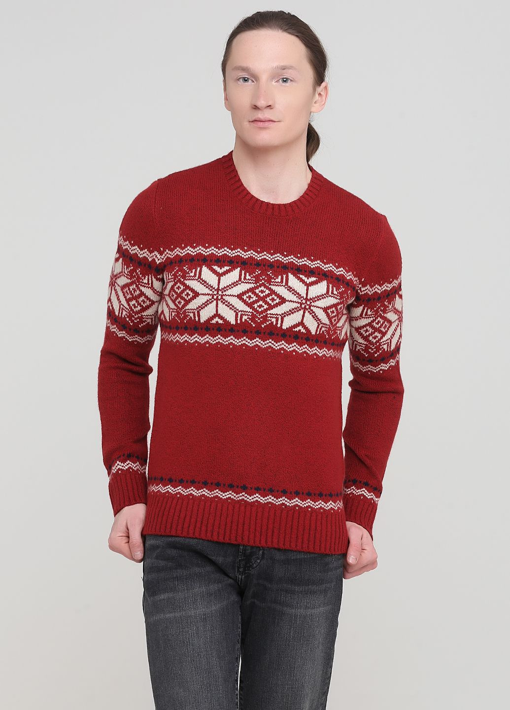Красный демисезонный свитер мужской - свитер af8053m Abercrombie & Fitch