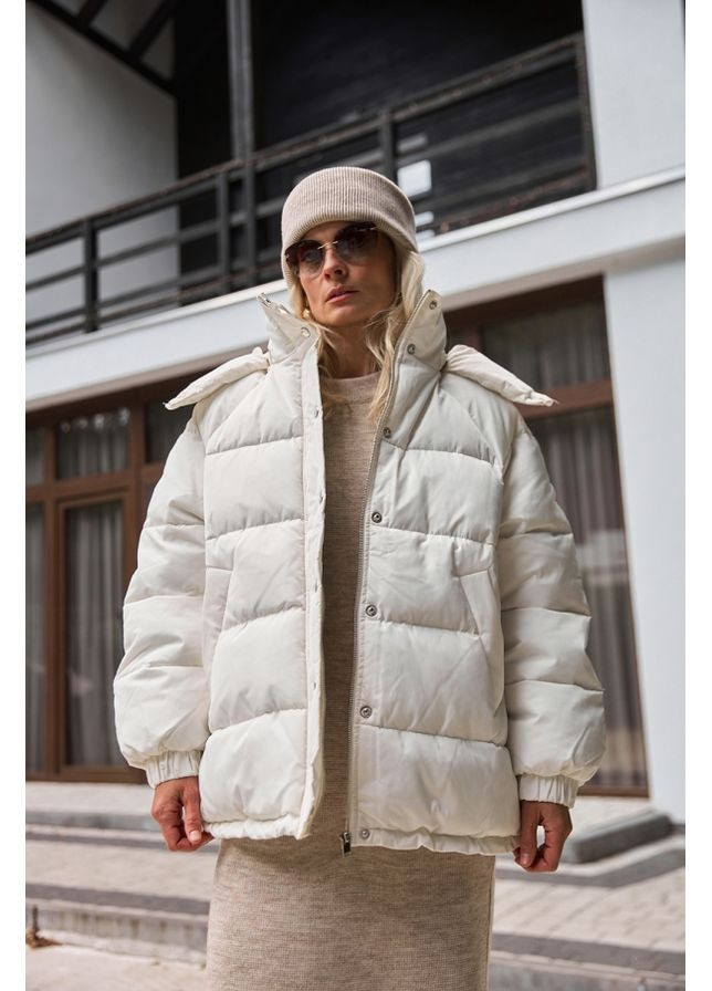 Молочная куртка-пуховик 3675 серый Triko Bakh