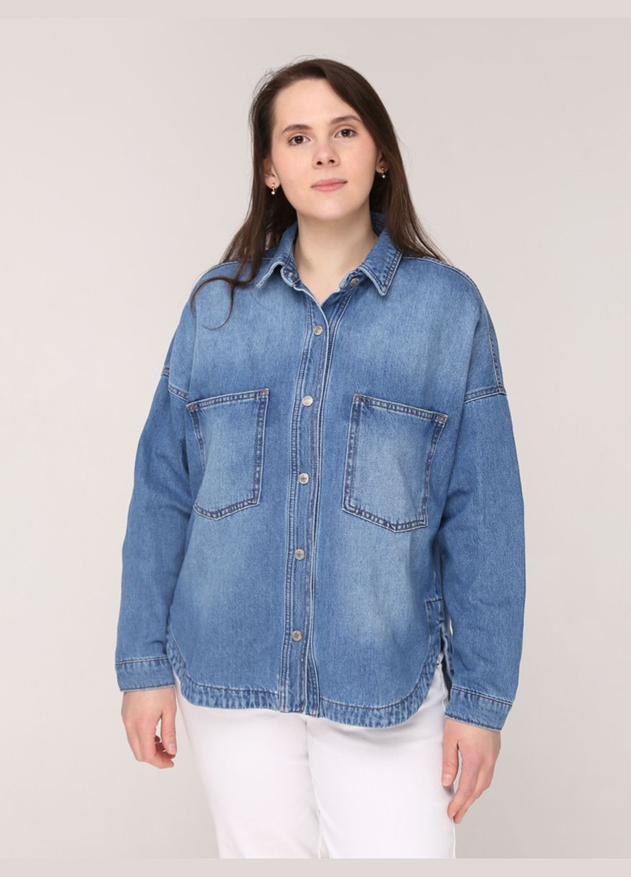 Сорочка жіноча світло-синя джинсова широка з потертостями Whitney вільна (290254899)
