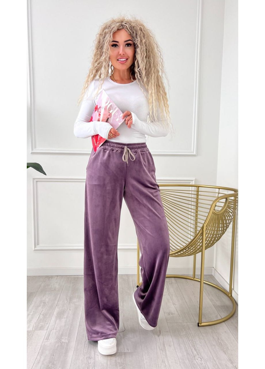 Женские велюровые штаны пудрового цвета 34998 Fashion (362572169)