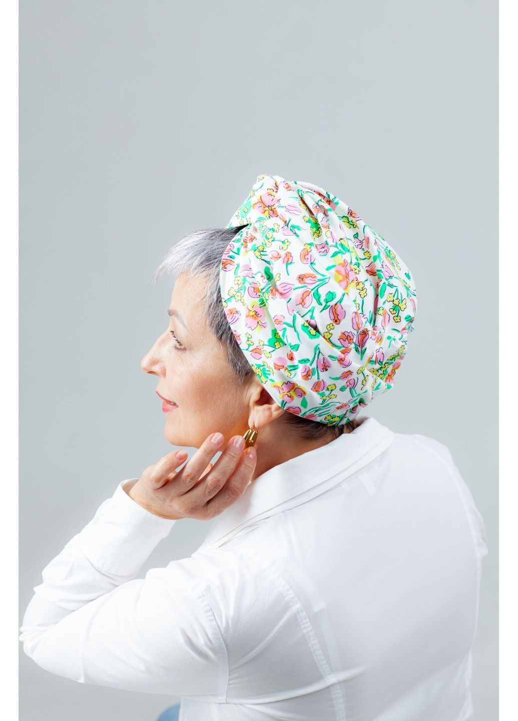 Тюрбан молочний з квітковим принтом BANDANA QUEEN (366239293)