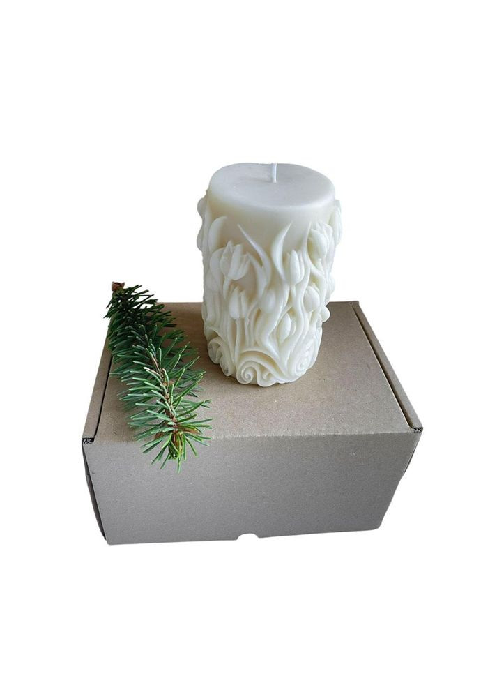 Свічка ручної роботи з квітковим візерунком в подарунковій коробці (TA0160_4) No Brand (367953927)