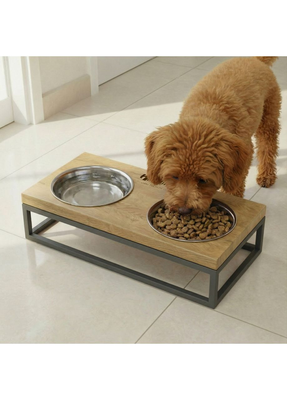 Миски на подставке для маленьких собак и кошек Base S (2×0,45 л) BS-36187-GRNT Hollky (365652690)