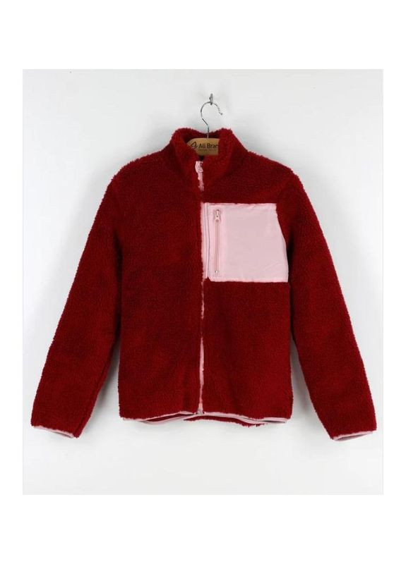 Темно-червона демісезонна дівчача куртка-кофтаміховушка для дівчинки . з підкладкою. Lupilu