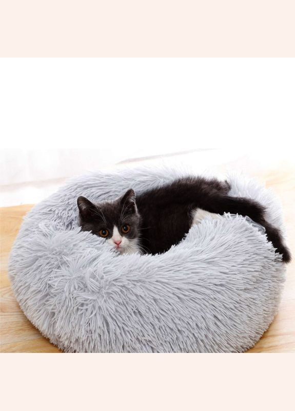 Лежак-пуфик 552201 L Grey для котів собак круглий лежанка 2 шт. Lesko (352012840)