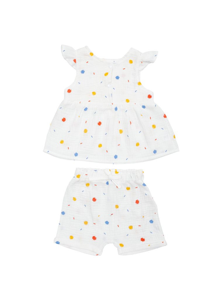 Білий комплект для дівчинки, муслін, р.74, білий з принтом в асортименті () Twins W-102-HTМ74-24