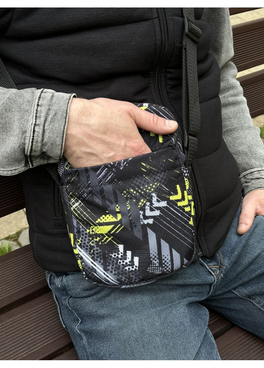 Сумка через плече барсетка спортивна чоловіча чорна абстрактна No Brand (350613438)