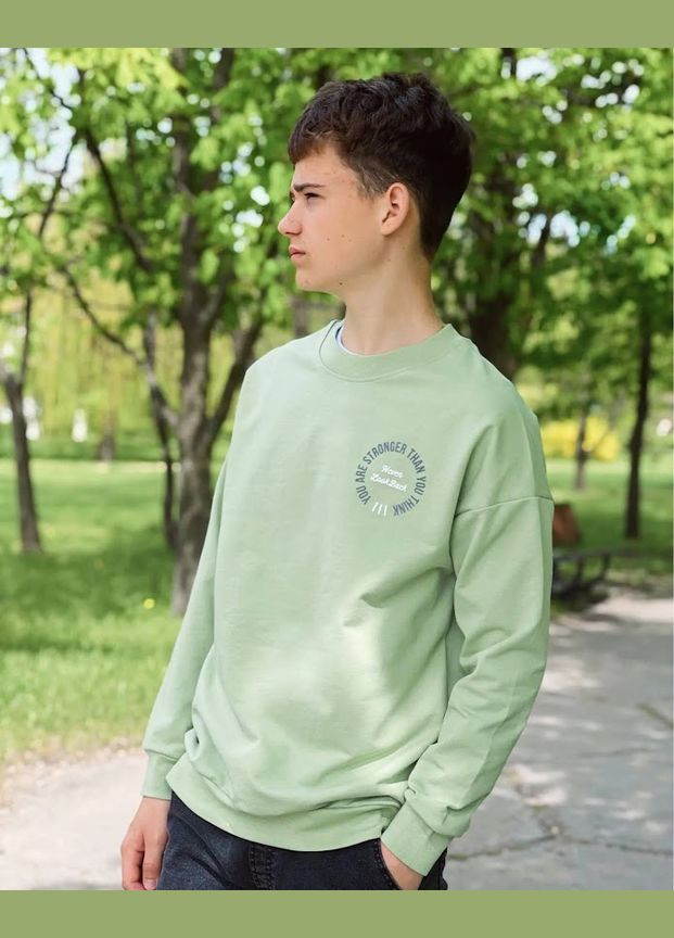 No Brand свитшот для мальчика (подростковый) hc (h001-6393-057-33-1) зеленый повседневный