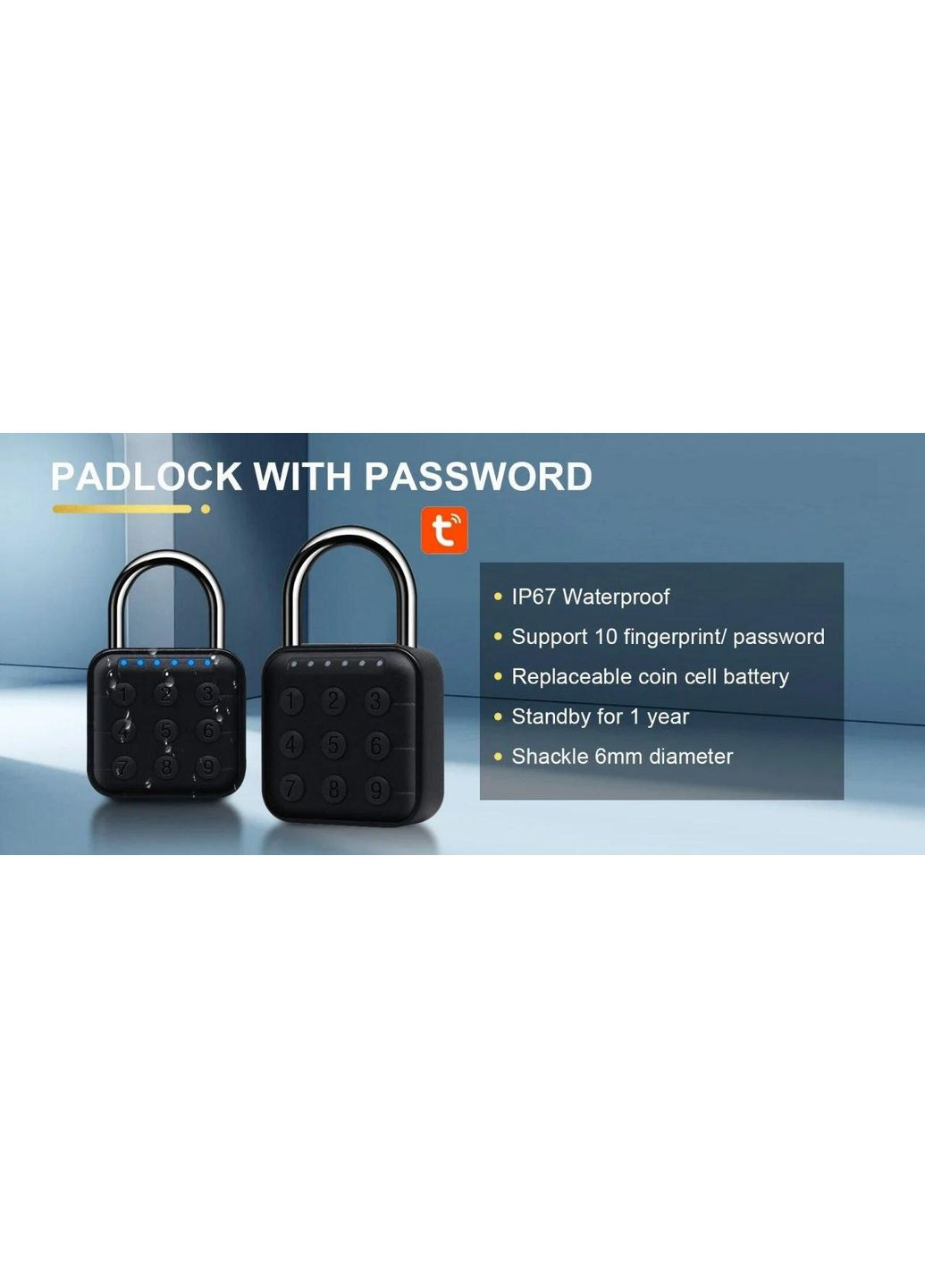 Розумний замок навісний кодовий SY12 Black TUYA (367954221)