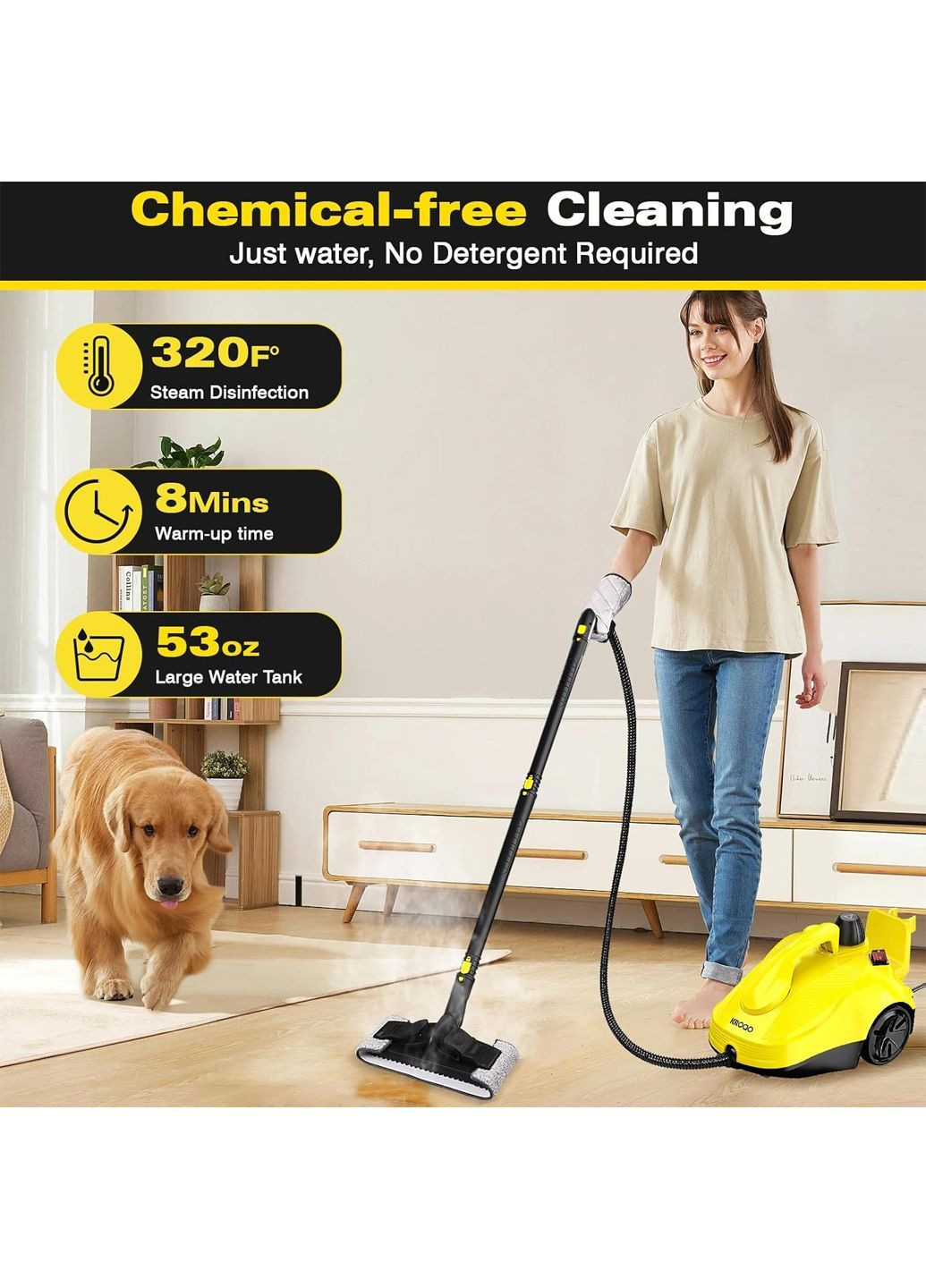 Пароочисник багатофункціональний SW618-D жовтий KROQO Amazon (370432950)