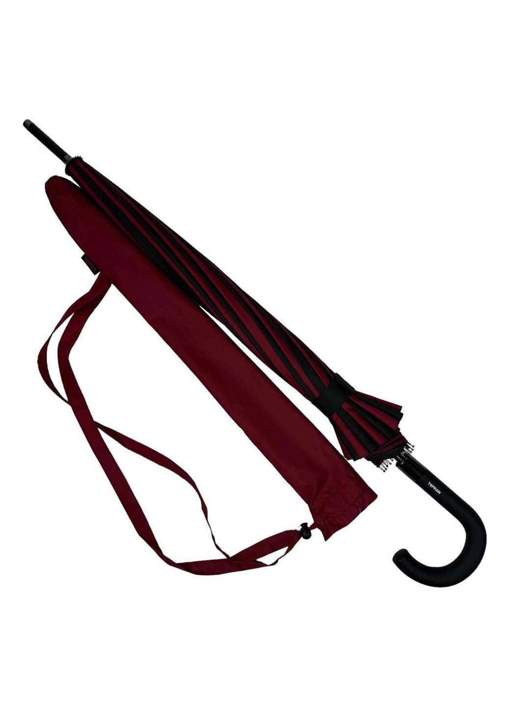 Бордова жіноча парасолька-тростина на 16 спиць з контрастними секторами Toprain (289977474)
