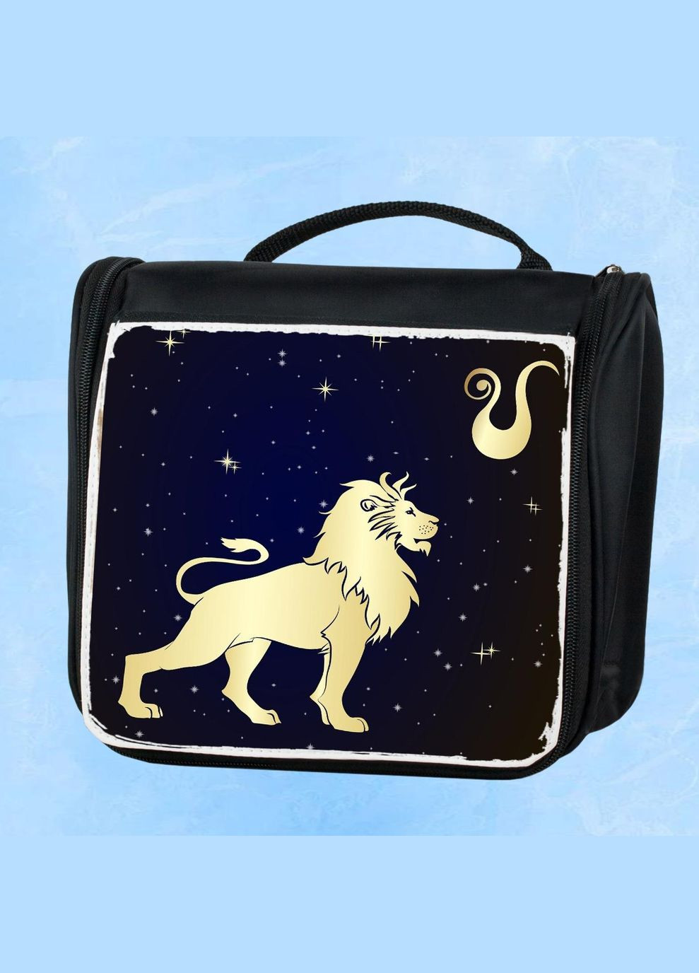 Дорожня сумка - органайзер для косметики Лев (знак зодіаку) Чорна No Brand (318677663)