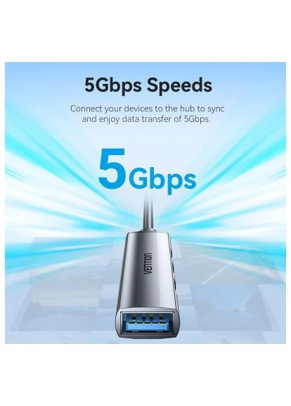 Концентратор USB 3.0 to 1xUSB 3.0 + 3xUSB 2.0 0.15m gray (CKOHB) Vention (397094105)