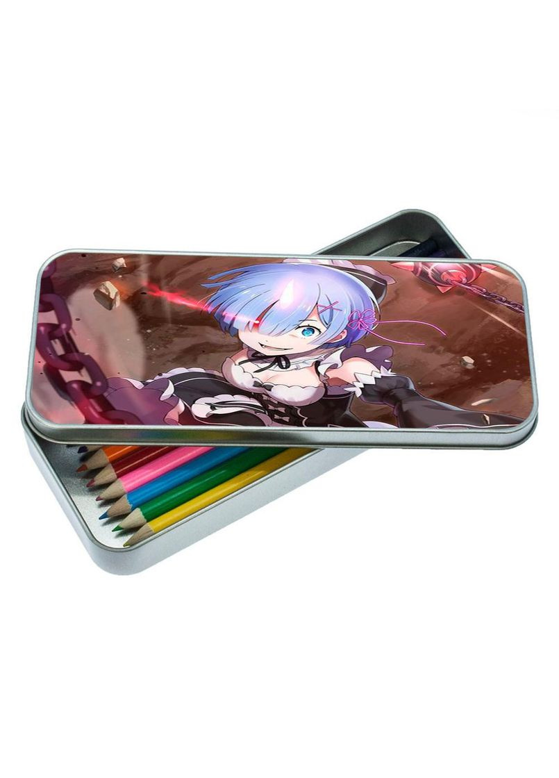Органайзер для канцелярских принадлежностей металлический, кейс для мелочей Аниме Жизнь с нуля в другом мире #010 7*18 см Silver No Brand (309155923)