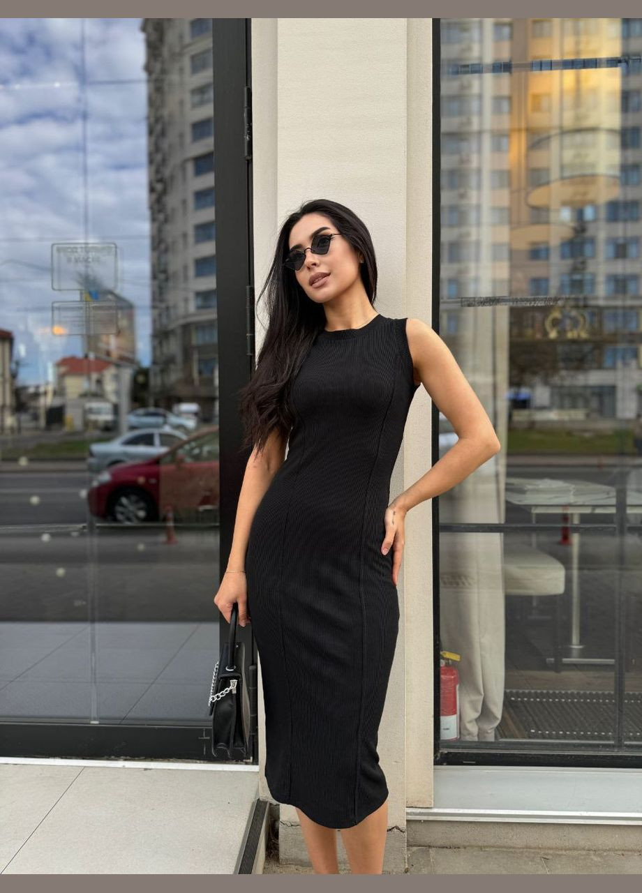Черное повседневный платье мили приталенное popluzhnaya