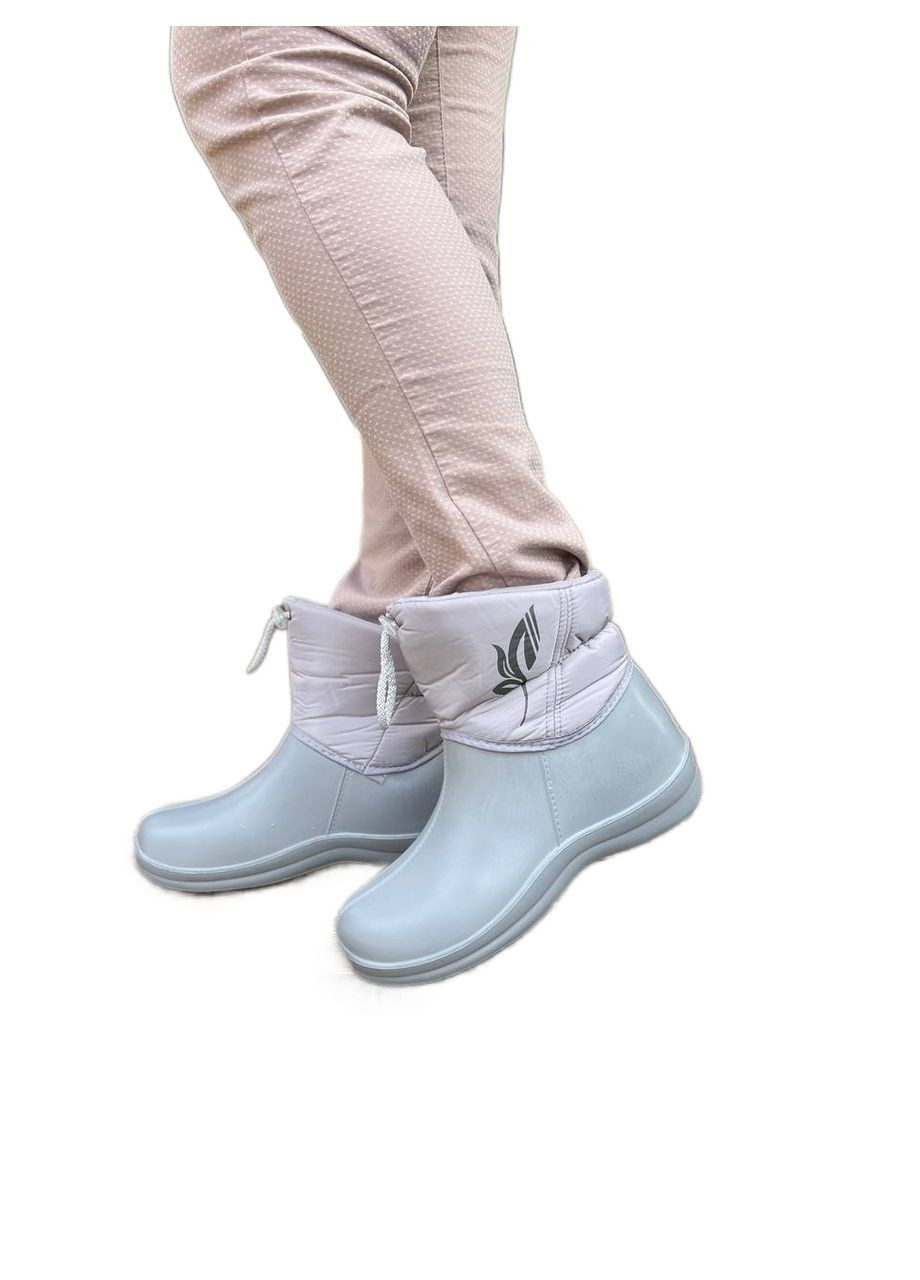 Серые женские серые дутики полусапоги эва Gipanis на завязках