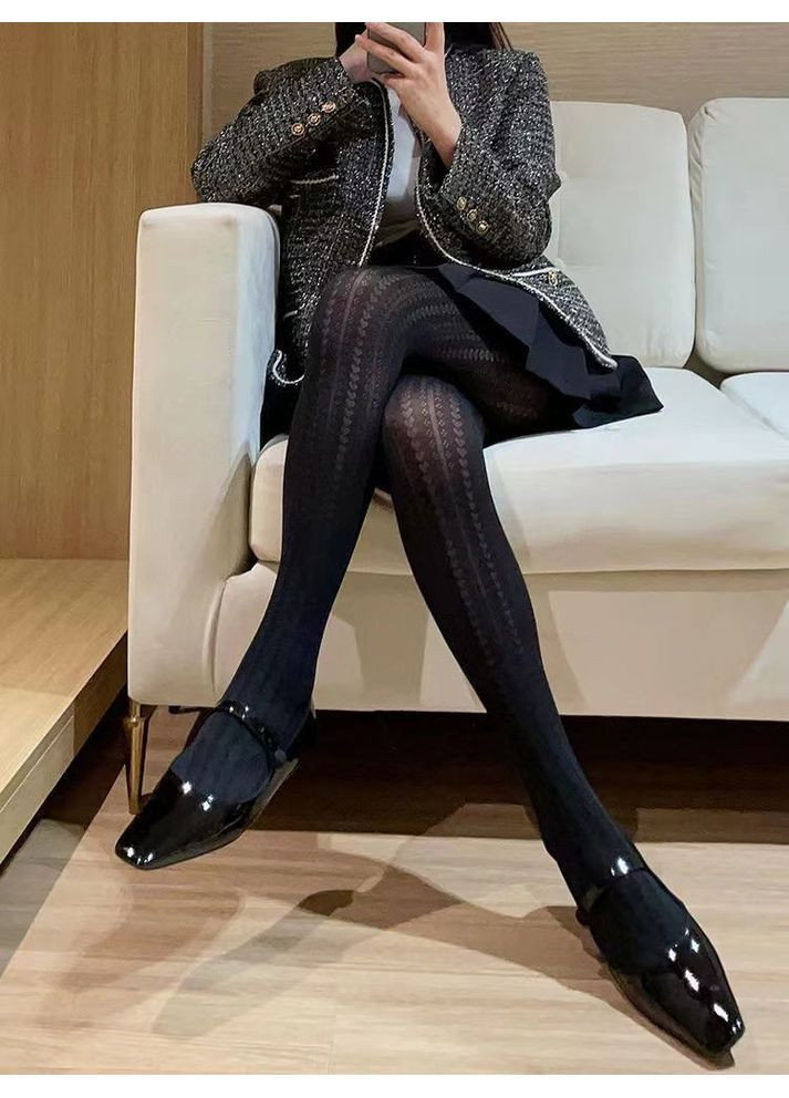 Колготы женские в сеточку с узором черные (XS - L) No Brand Колготки (368894062)