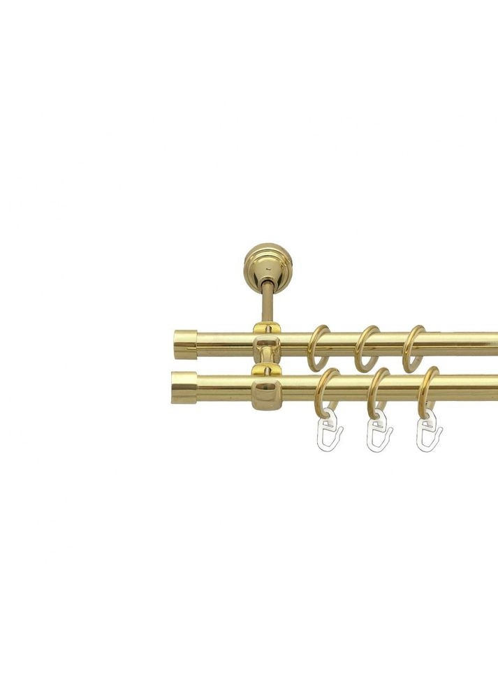 Карниз Заглушка металлический двухрядный открытый гладкая труба Золото 16\16 мм 300 см (00-00014210) ORVIT (300280841)
