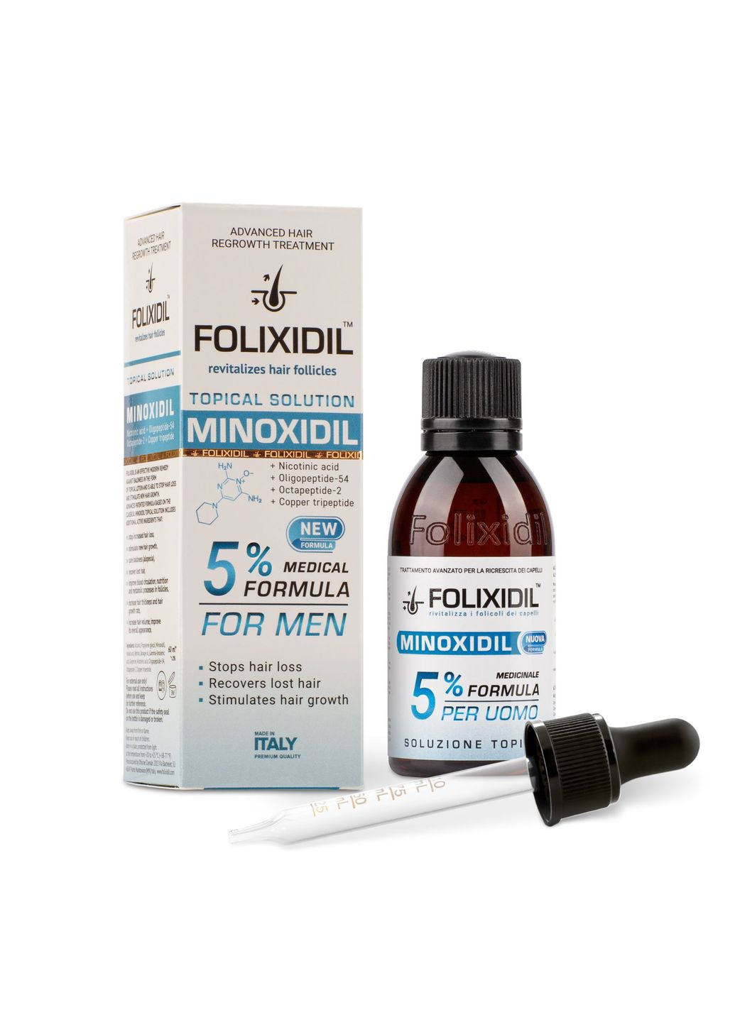 5% (Фоліксідил 5%) 60мл міноксидин від випадіння волосся, облисіння для швидкого росту волосся Folixidil (325450106)