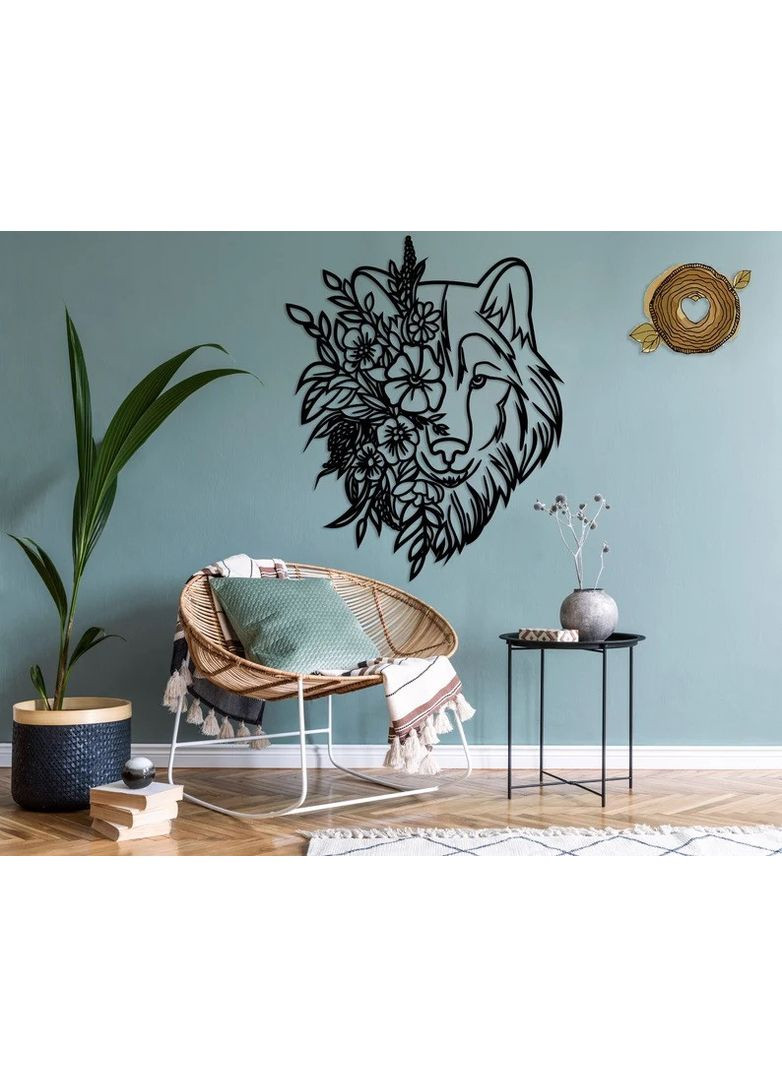 Декоративное панно Волк и Цветы, Объемная картина Poleno (367952697)