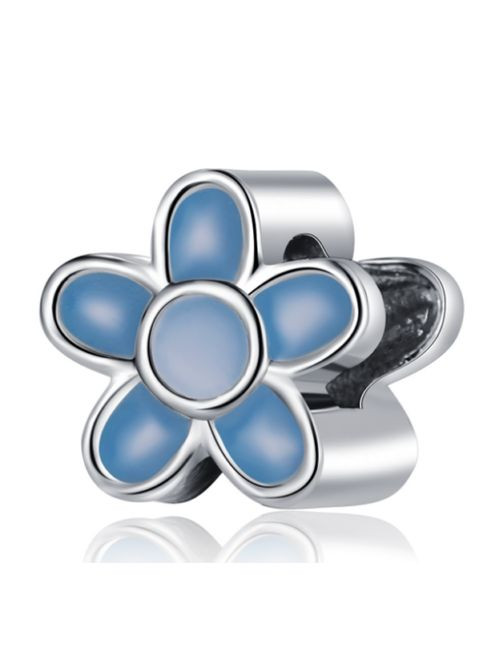 Шарм на браслет серебристый кулон шарм Бусинка синий цветок Fashion Jewelry (285110642)
