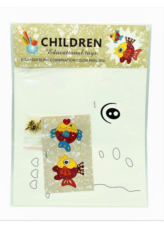 Детская 3D-раскраска-конструктор «Животные и рыбки», картон, 24x33 см, развивающая No Brand (366197700)