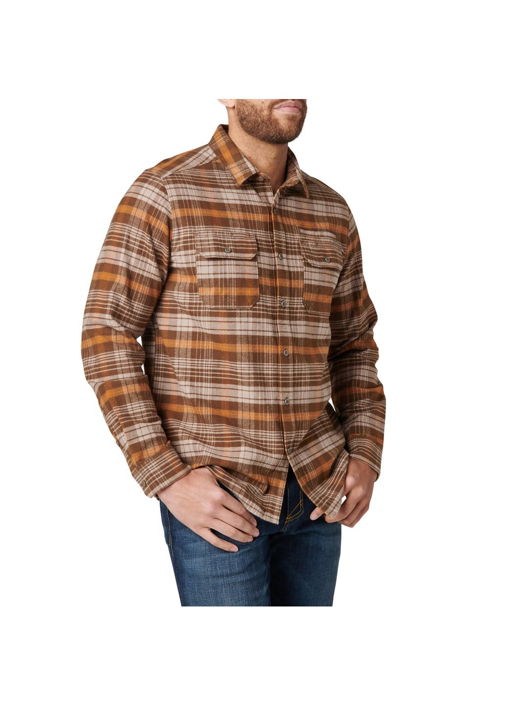 Сорочка тактична Lester Flannel Plaid Long Sleeve Shirt Dark Earth Plaid 5.11 Tactical (315822423)