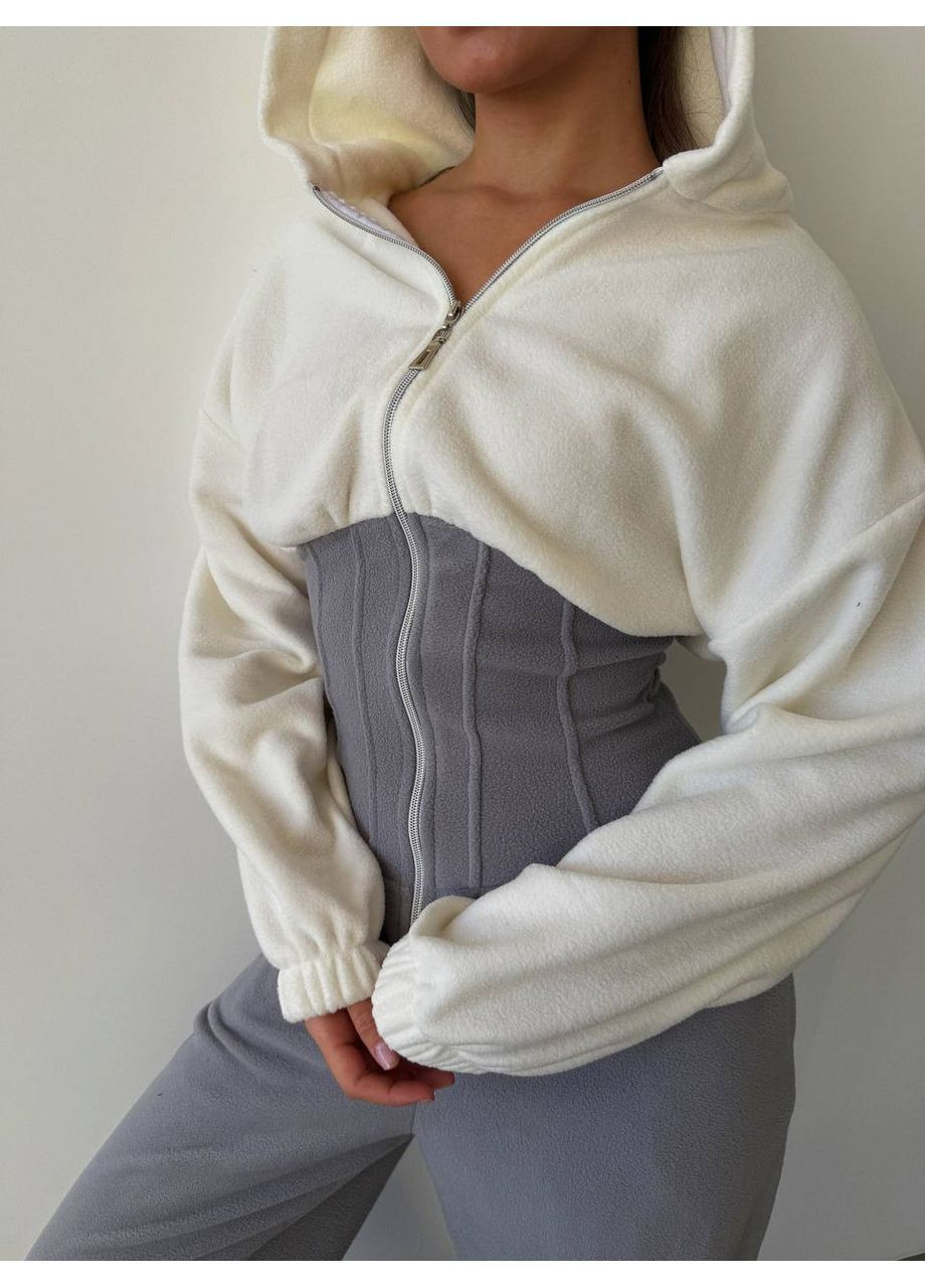 Комбінезон жіночий флісовий Style Point комбінезон-брюки однотонний сірий повсякденний, кежуал фліс