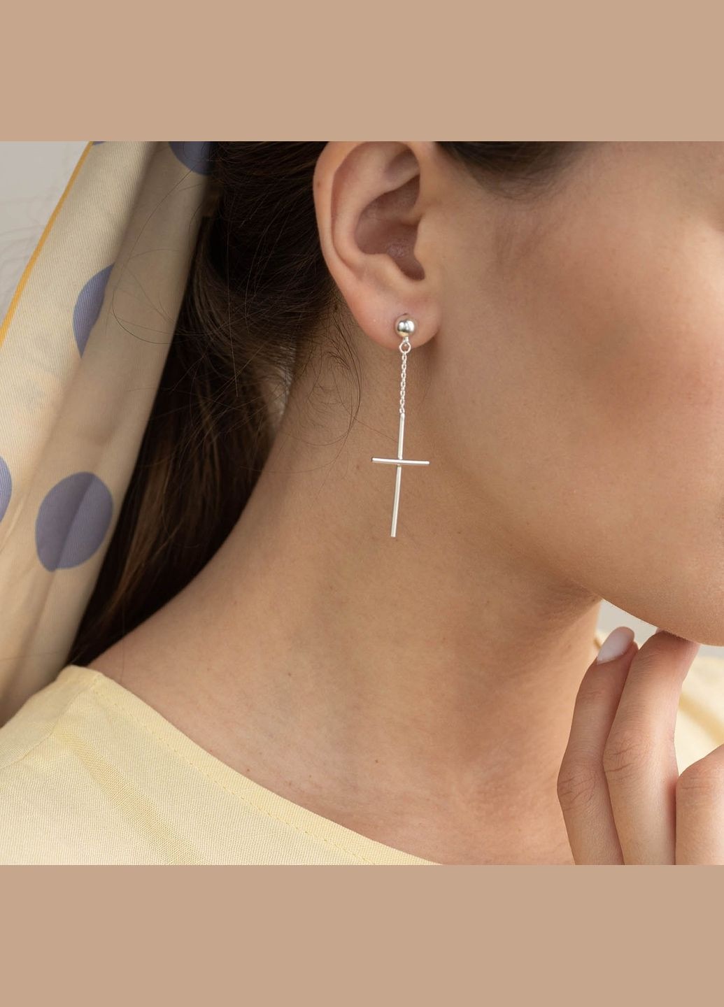 Срібні сережки - пусети Хрестики 122802 Oniks (264644518)