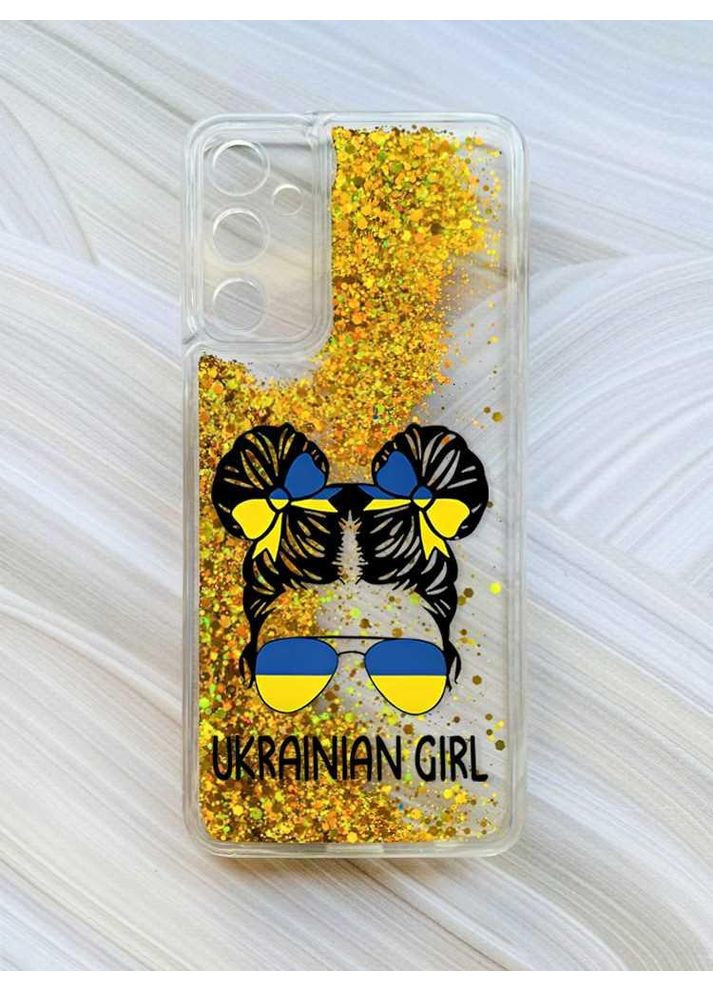 Чохол з плаваючими блискітками на Samsung Galaxy A35 (A356) Золотий:: Українська дівчина (принт 113) CASE CONTROL (360709477)