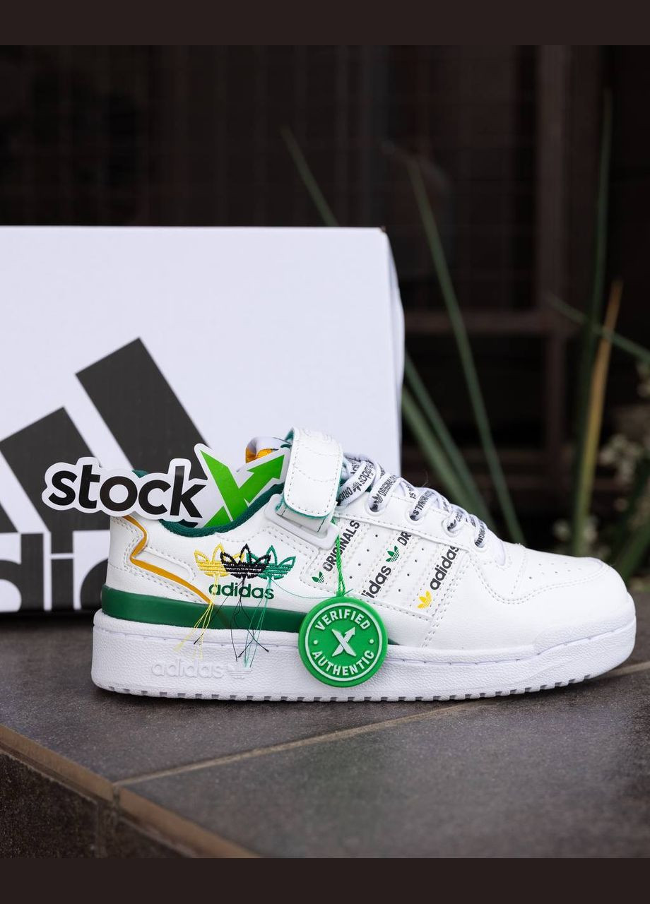 Цветные всесезонные кроссовки Vakko Adidas Forum 84 Low White Green