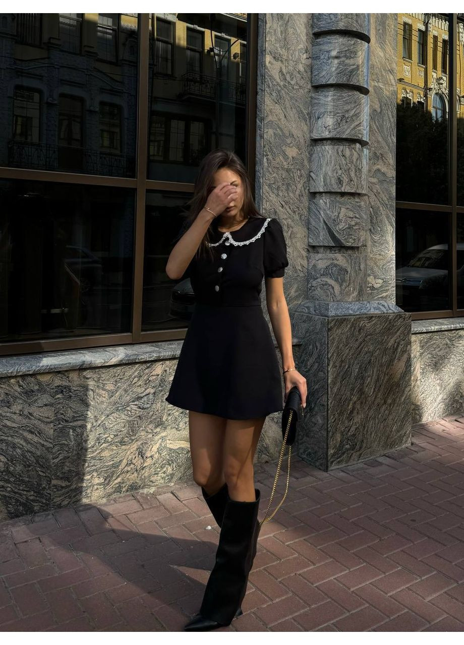 Черно-белое праздничный, коктейльное, деловое, откровенный, повседневный, кэжуал, джинсовое платье мини Україна