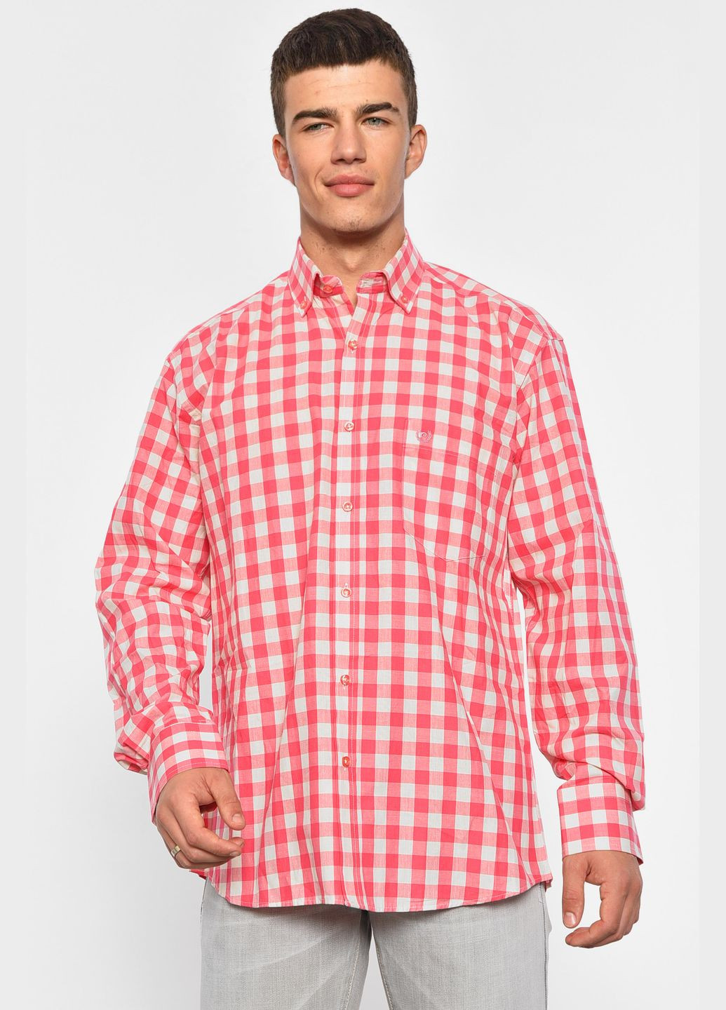 Коралловая кэжуал рубашка однотонная Let's Shop