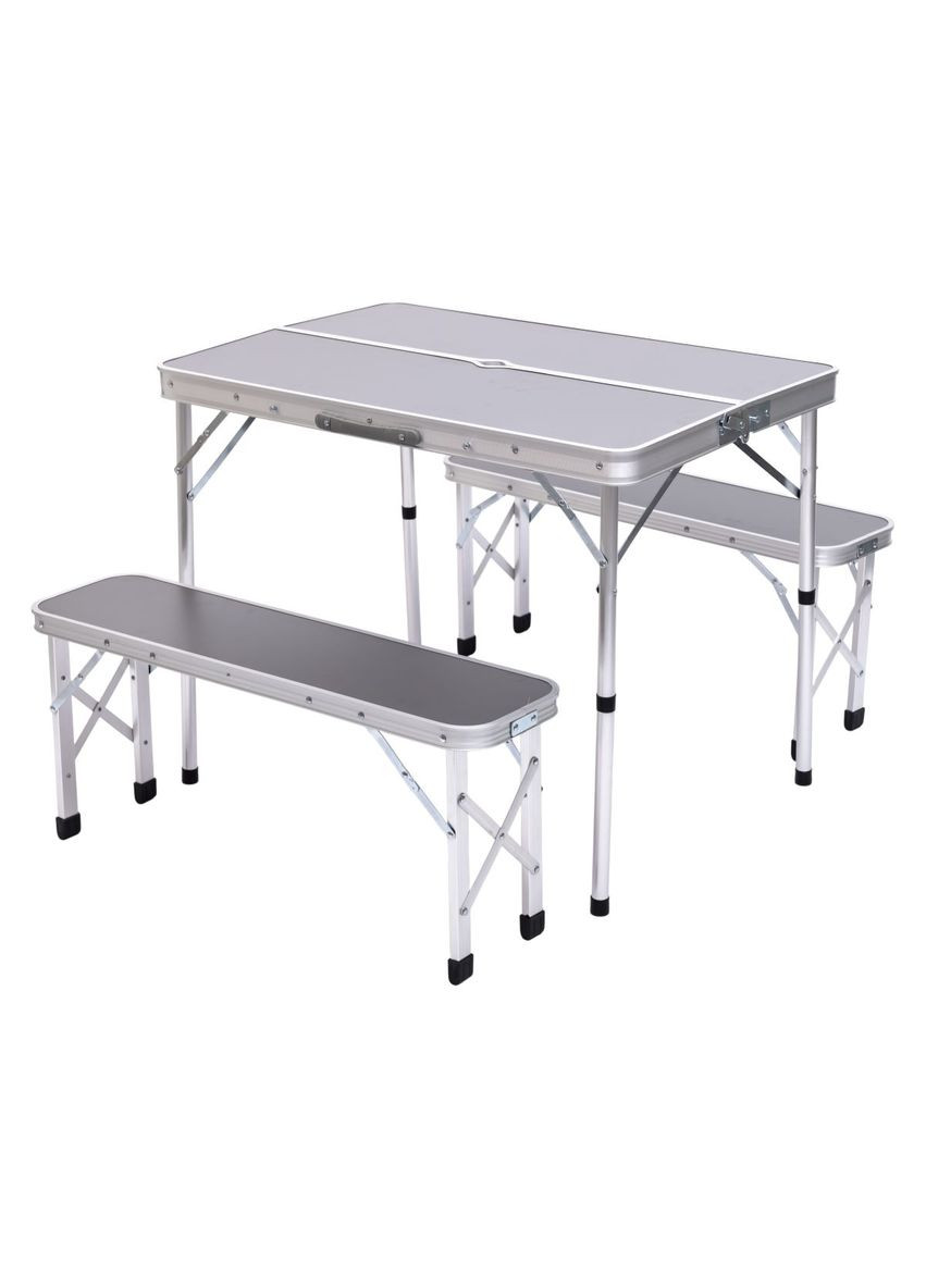 Комплект туристичний стіл + 2 лавки складні меблі Сірий JY-9060G LUGI (352617993)