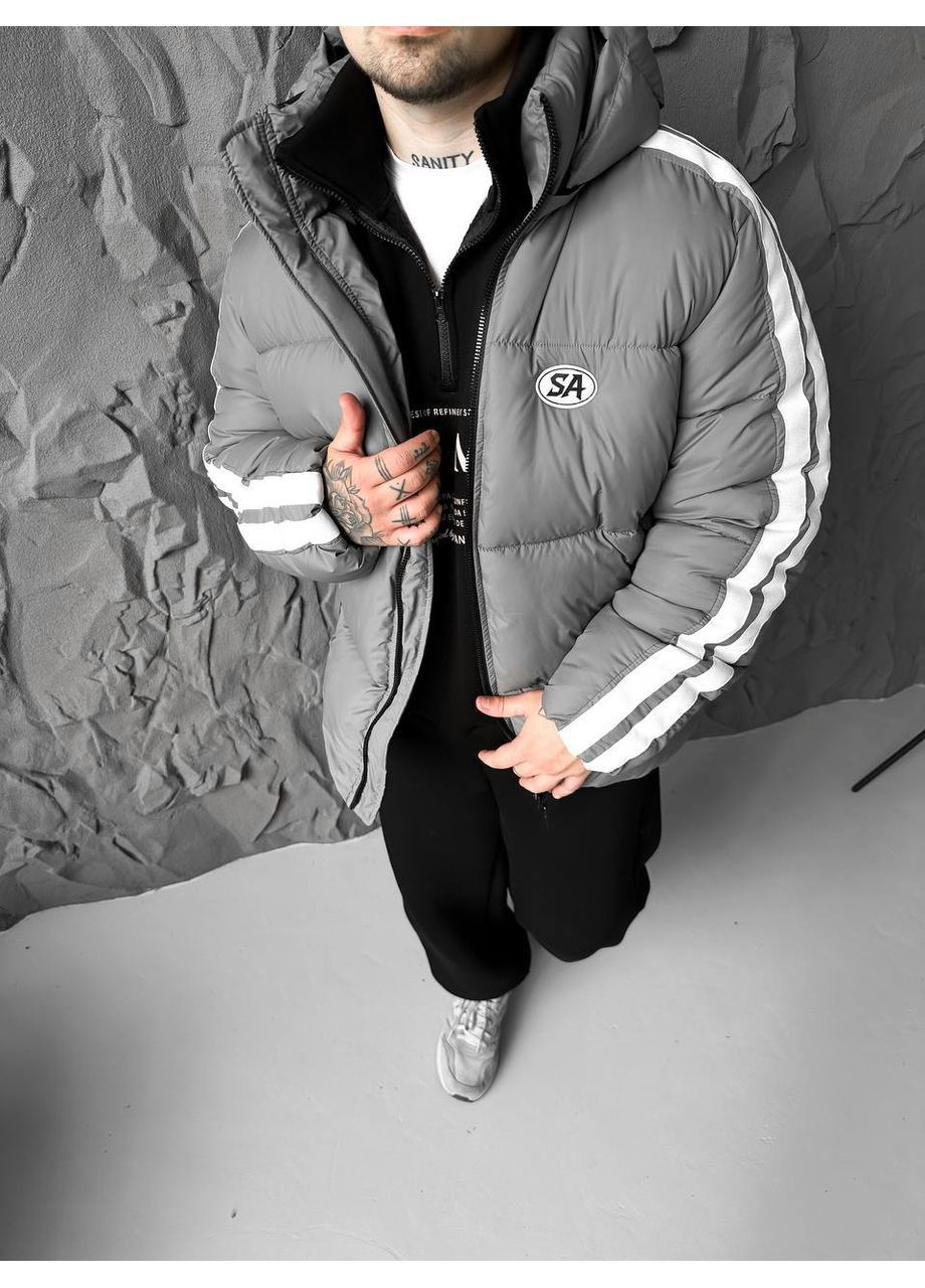 Сіра зимня чоловічий зимовий пуховик Україна