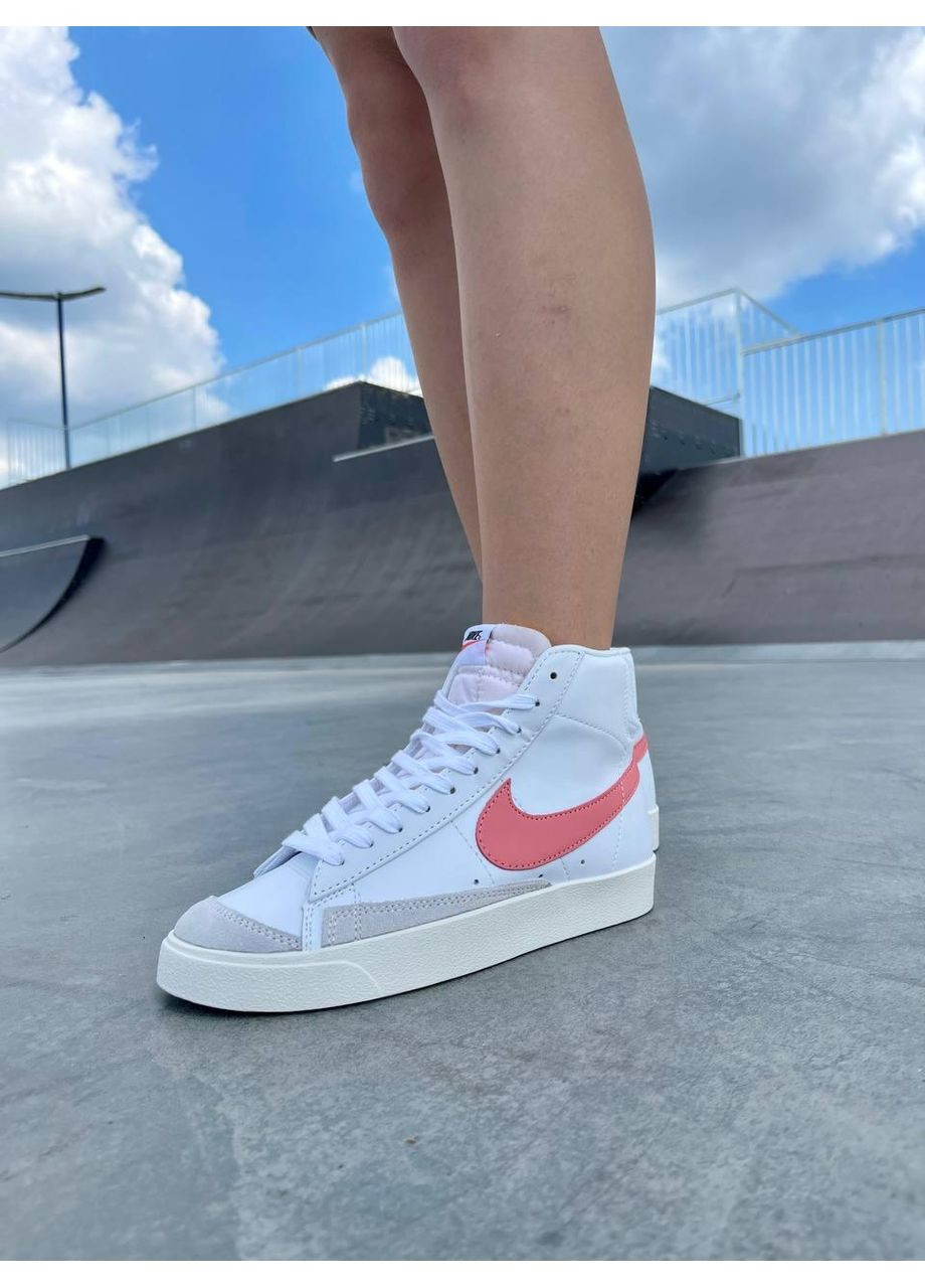 КРОСІВКИ ЖІНОЧІ NIKE BLAZER WHITE «CORAL LOGO» НАЙК БЛЕЙЗЕР No Brand білі демісезони (368647099)