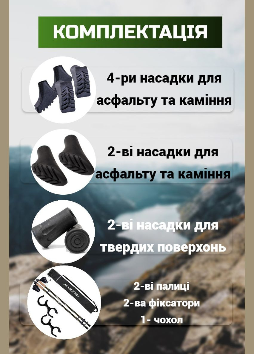 Палки для скандинавской ходьбы 9108 Sisu Black/Gold 80-135 см (пара) + 2-я пара сапог + чехол PowerPlay (317849076)