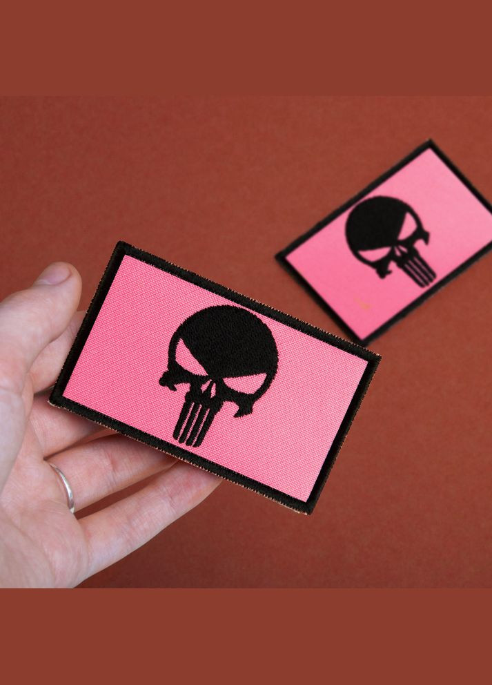 Набор шевронов 2 шт. с липучкой Череп Карателя мотиватор Punisher розовый 5х8 см вышитый патч нашивка шеврон IDEIA (305057790)
