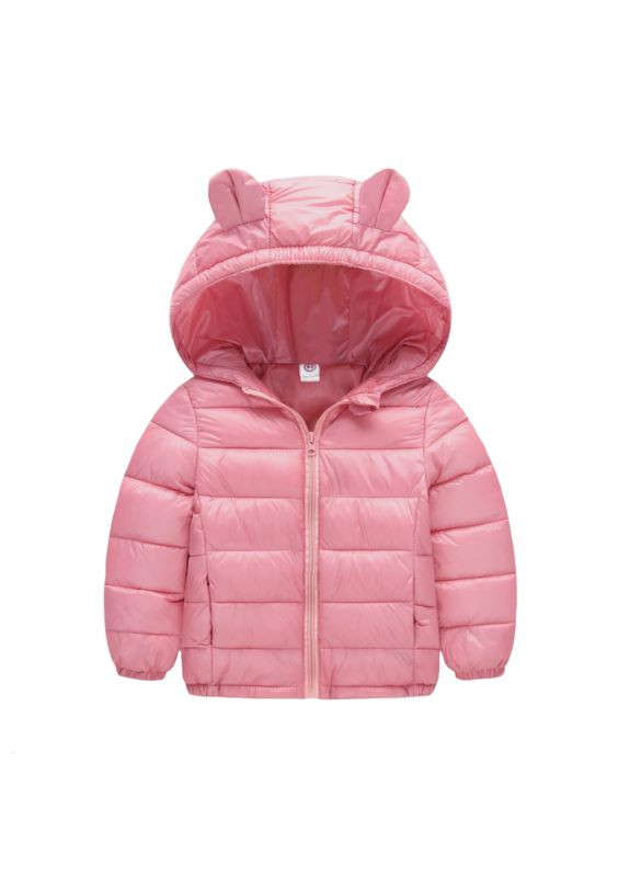 Рожева демісезонна куртка однотонна з вушками ( ) (323) Qoopixie