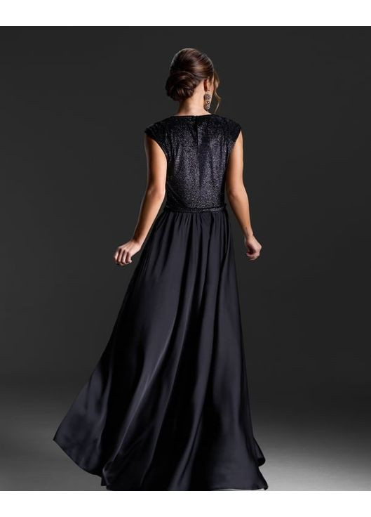 Темно-коричневое вечернее шелковое платье на бретельках с разрезом с открытой спиной ISSA PLUS однотонное