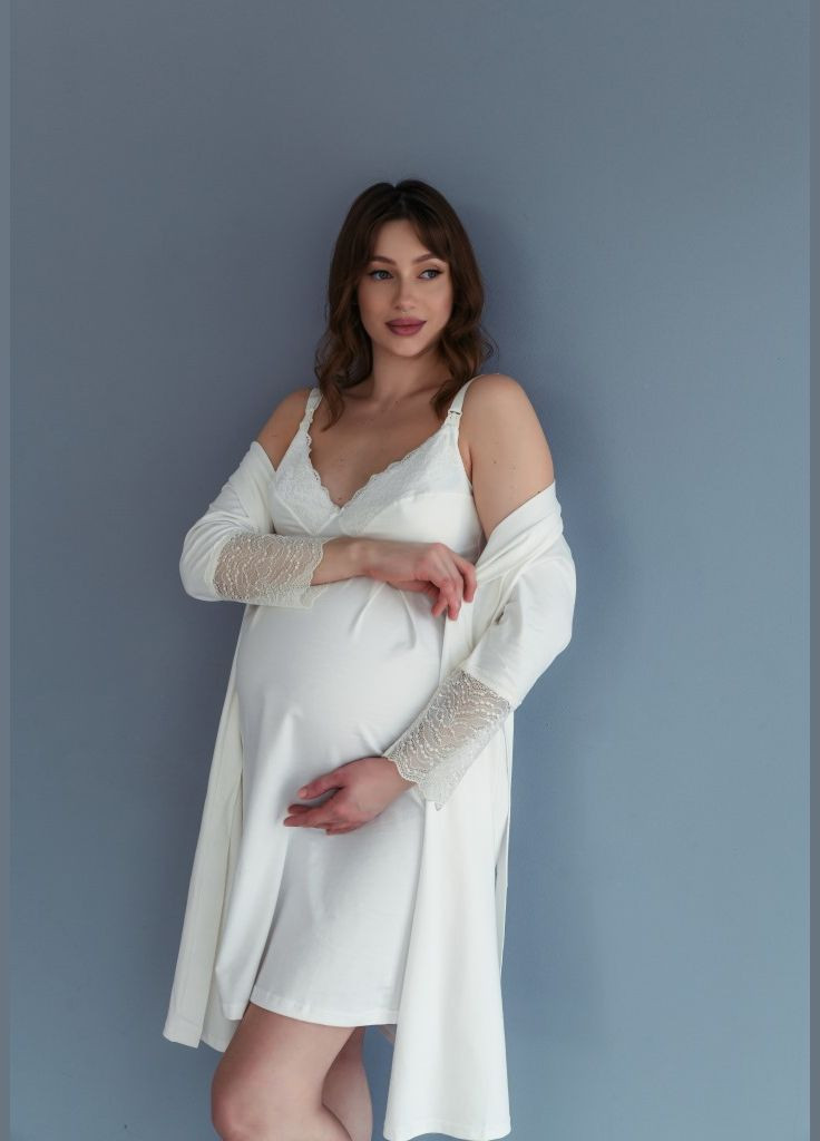 Елегантний молочний халат для вагітних та годуючих мам Мамин Дім (292253233)
