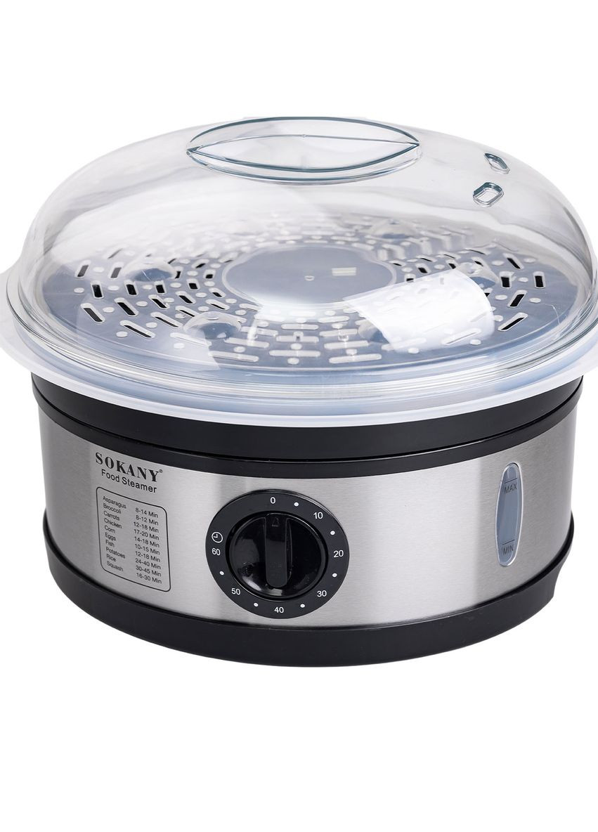 Пароварка електрична трирівнева з таймером та захистом від перегріву 650 Вт 11 л Sokany (360455198)