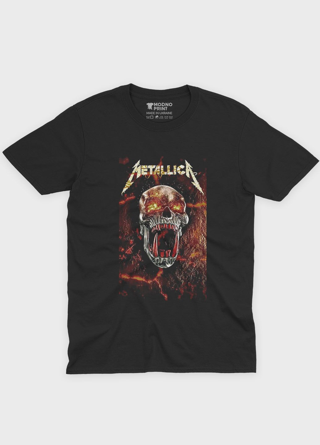 Чорна чоловіча футболка з рок принтом "metallica" (ts001-3-bl-004-2-216) Modno
