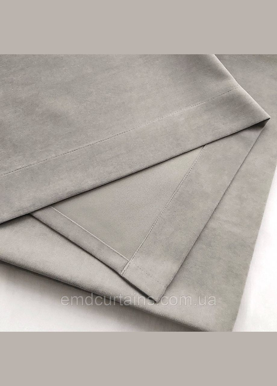 Комплект штори 2 шт. з підхватами 250х250 см мікровелюр Сірий, тюль бамбук 450 см Тепло-білий No Brand (337356814)