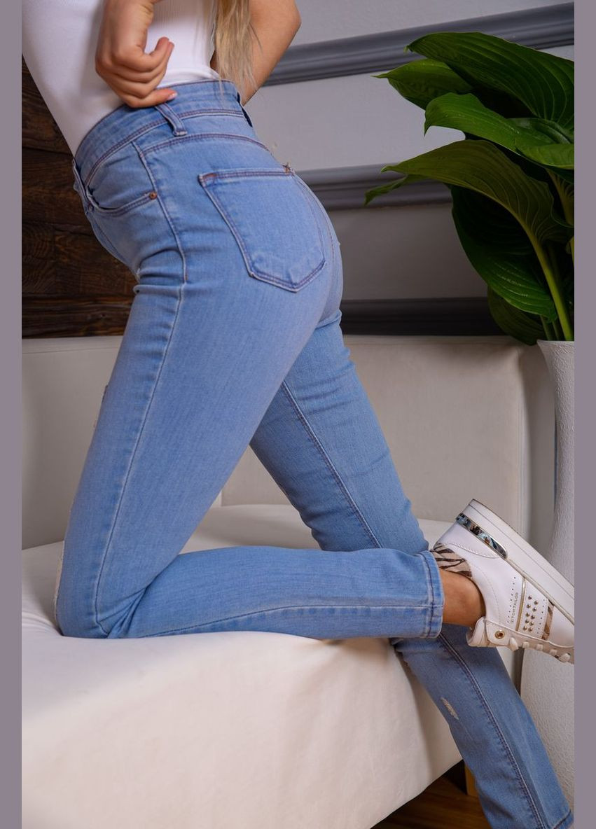 Рваные женские джинсы скинни, голубого цвета, Ager - (292131225)