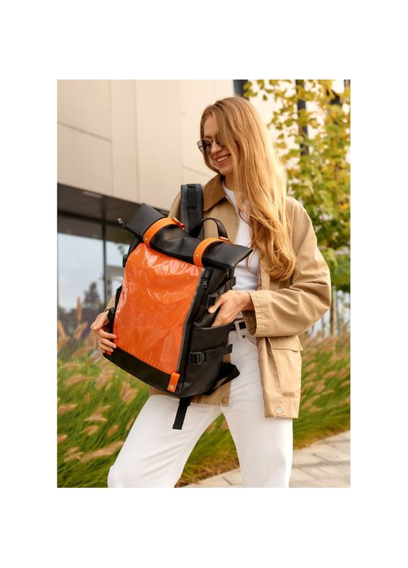 Женский рюкзак RollTop Hacking черно-оранжевый. Sambag (329692800)