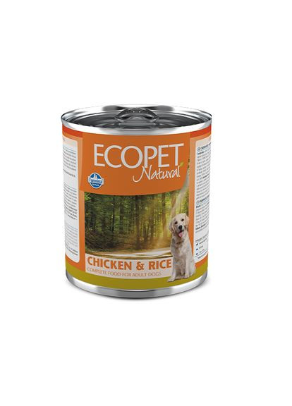 Вологий корм Ecopet Natural Dog Chicken&Rice для собак, з куркою, 300 г (*) Farmina (304424822)