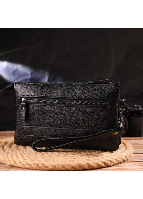 Сумка клатч на руку мужская из натуральной кожи маленькая Черный 36861 Canpellini (353690134)