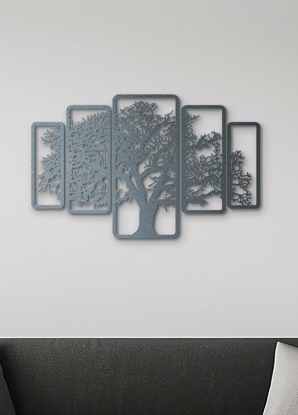 Декоративное панно на стену, деревянный декор для дома "Дерево картина из 5 частей", картина лофт 70х115 см Woodyard (292113555)